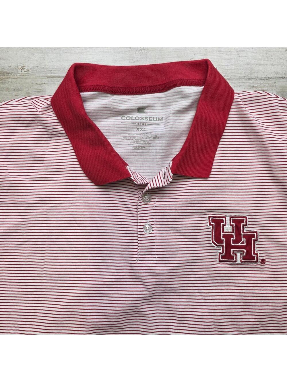 COLOSSEUM Red/White UH University Of Houston Cougars Polo Golf Shirt XXL